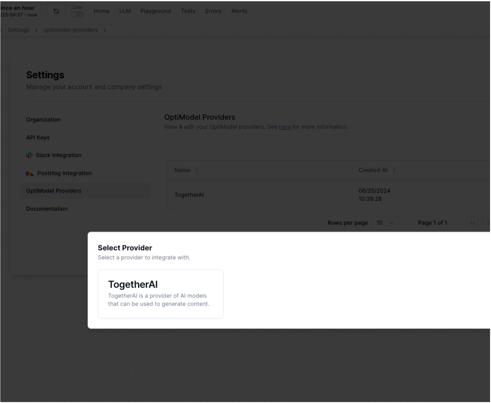 Example of Optimodel Lytix Dashboard