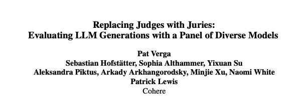 Replacing Judges with Juries: Evaluating LLM Generations with a Panel of Diverse Models paper